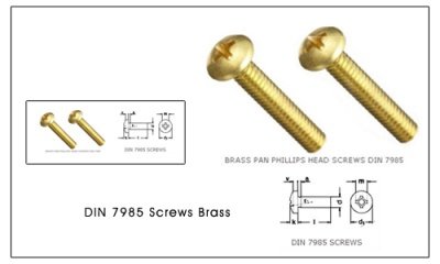 Cross Recessed Pan Head Machine Screws ISO 7045 - DIN 7985 Brass